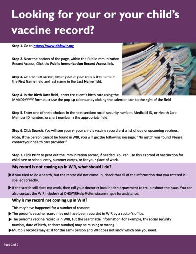 How do I find my child's vaccine record